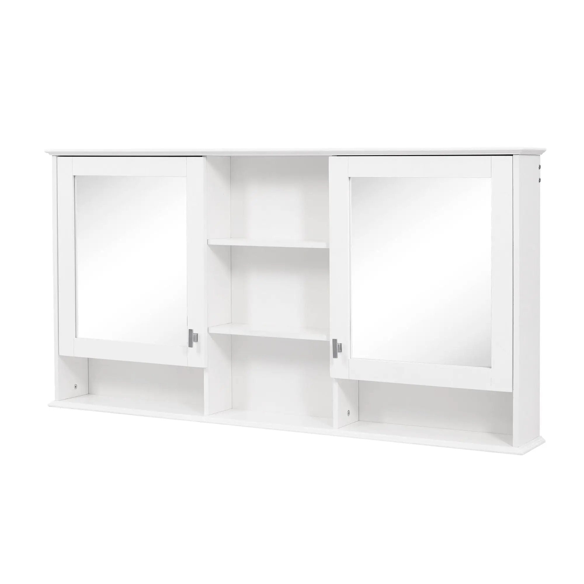 Wall Mount Mirror Cabinet With Adjustable Shelves - White by HouseOfZazla