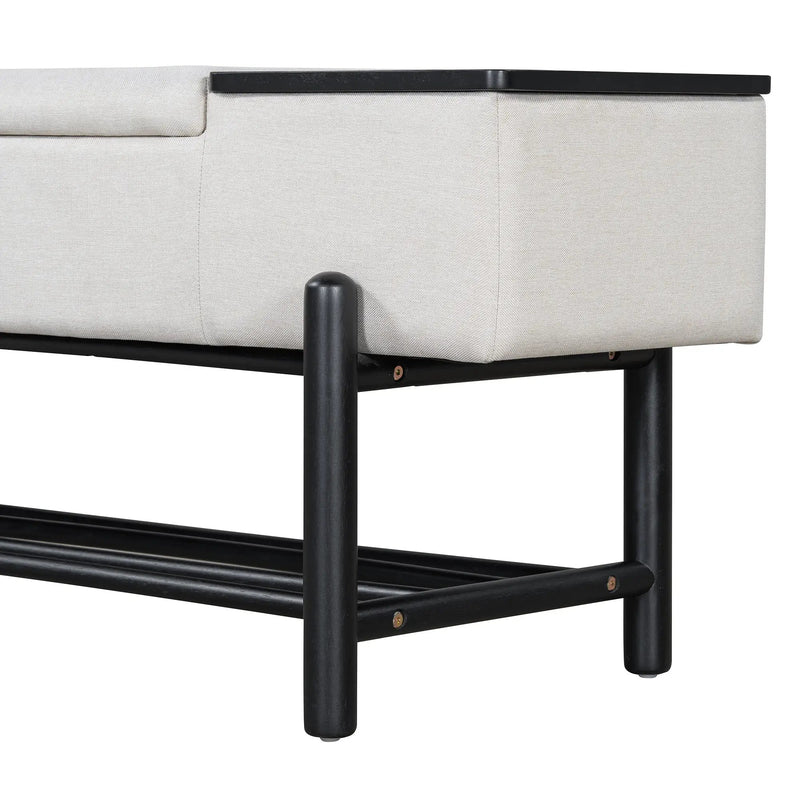 TREXM Farmhouse Upholstered Storage Bench with Hidden Compartment by HouseOfZazla