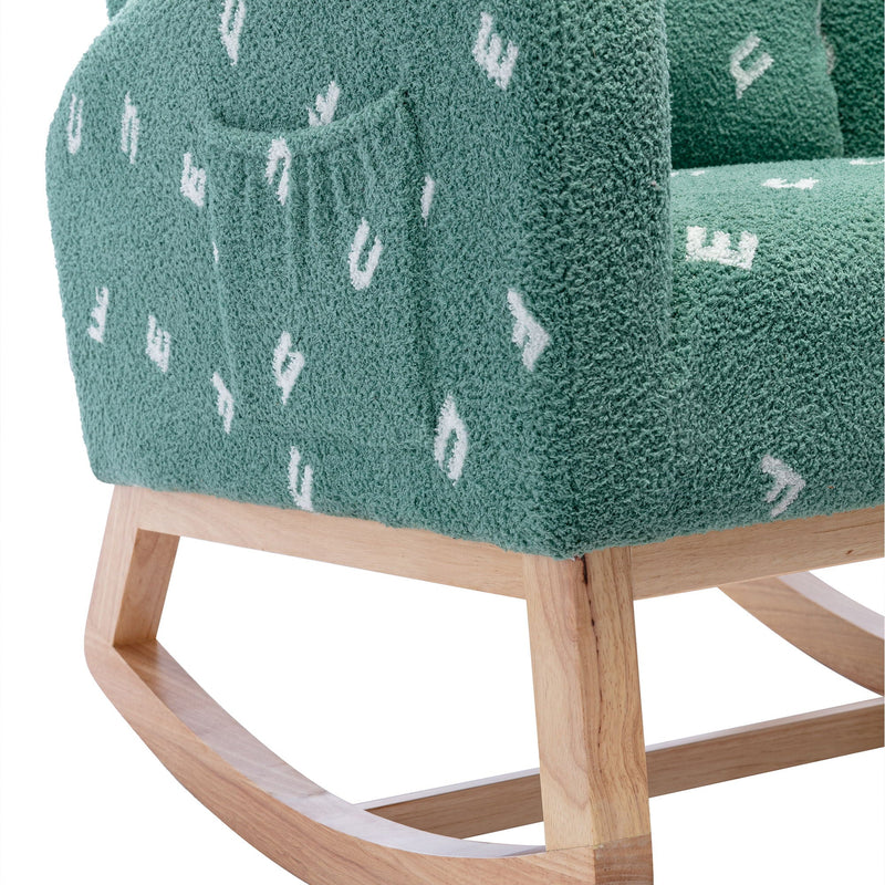 Modern Accent Rocker Armchair With Side Pocket, Upholstered High Back by HouseOfZazla