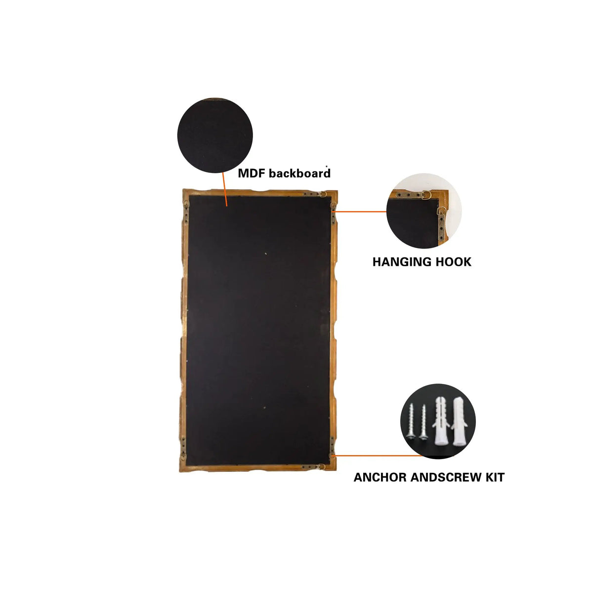 Gold Bamboo-Style Rectangular Wall Mirror by HouseOfZazla