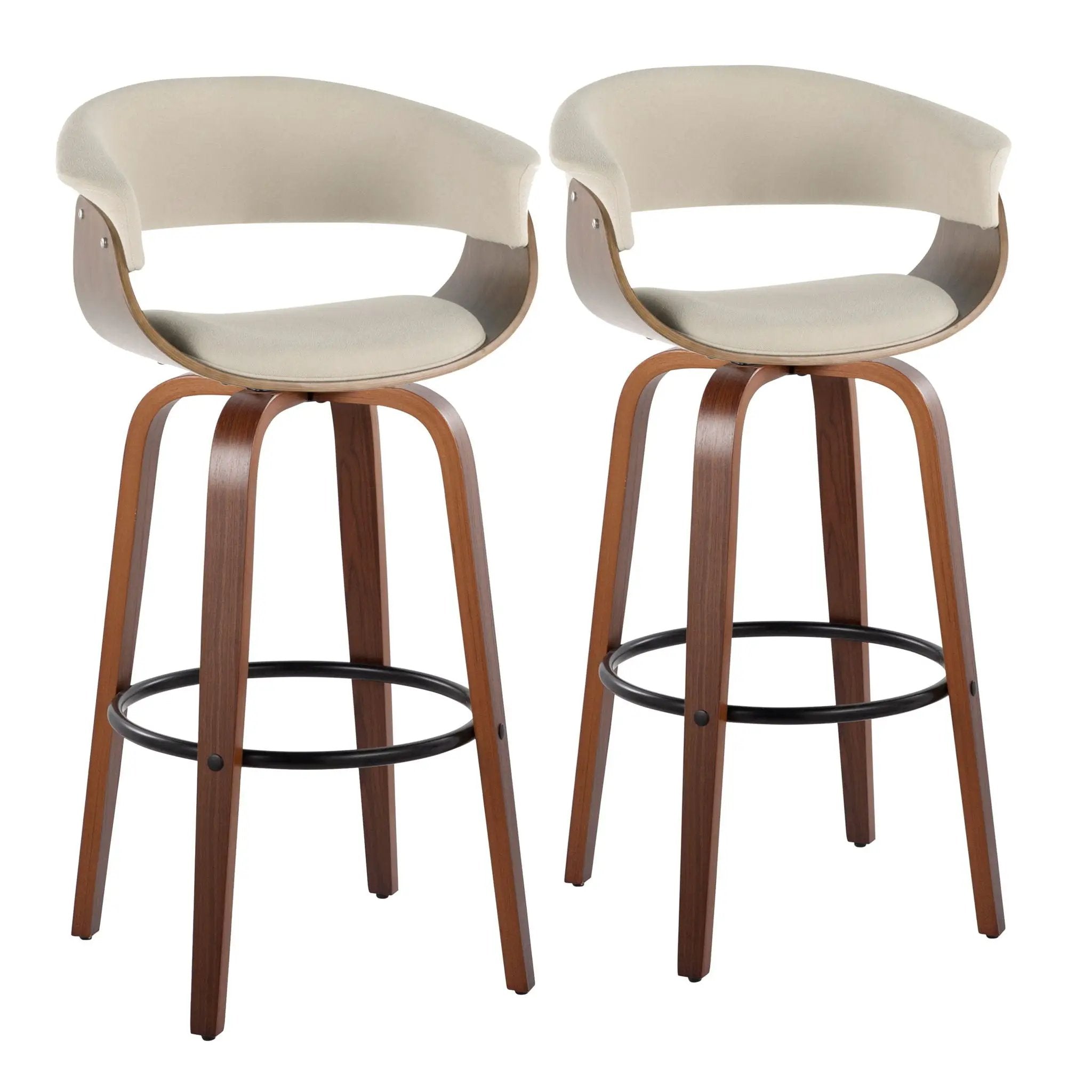Vintage Mod - Mid Century Modern Fixed Height Barstool With Swivel & Round Footrest (Set of 2) by Unique Piece Furniture