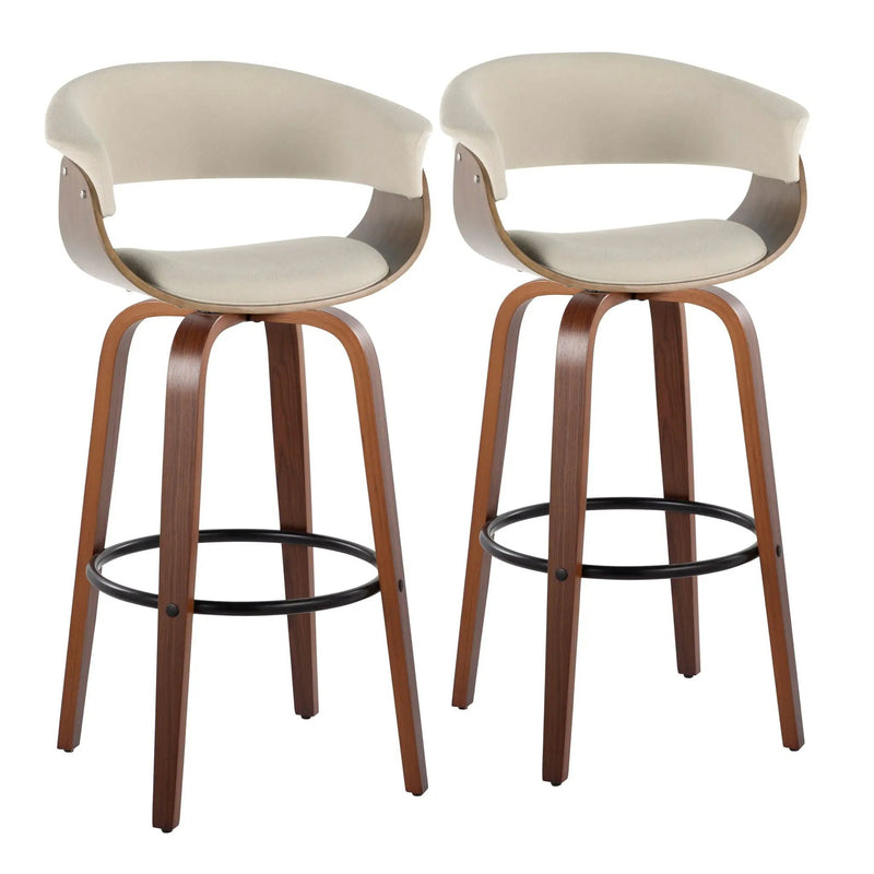 Vintage Mod - Mid Century Modern Fixed Height Barstool With Swivel & Round Footrest (Set of 2) by HouseOfZazla