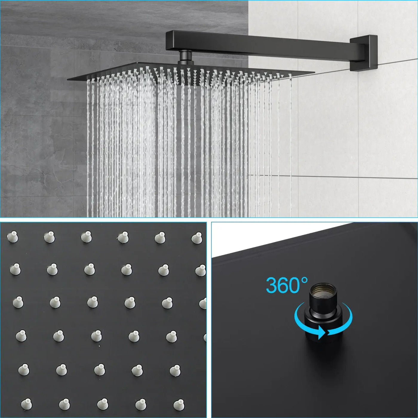 Dual Shower Head System With Square Rain Shower And Rough In Valve by HouseOfZazla