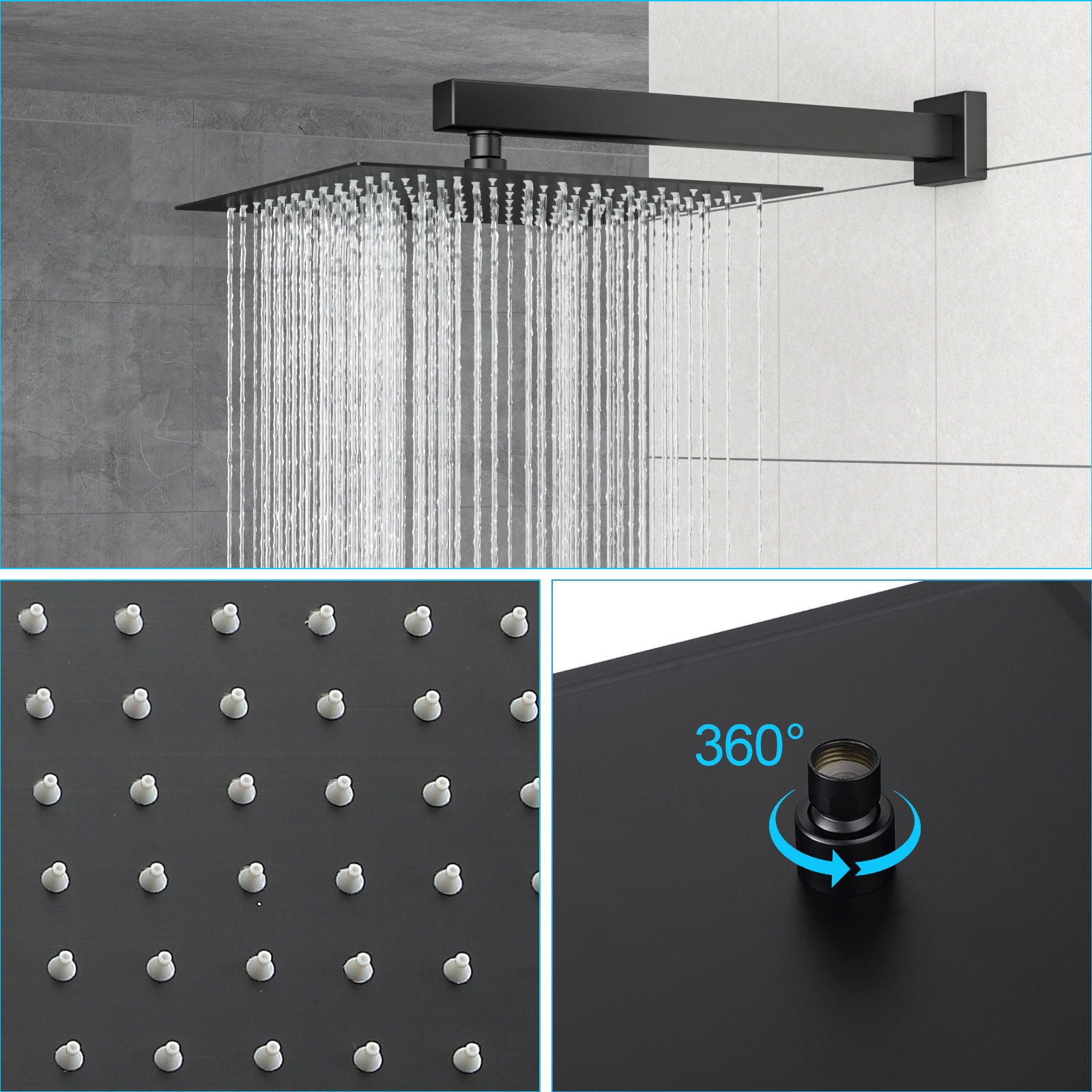 Dual Shower Head System With Square Rain Shower And Rough In Valve by HouseOfZazla