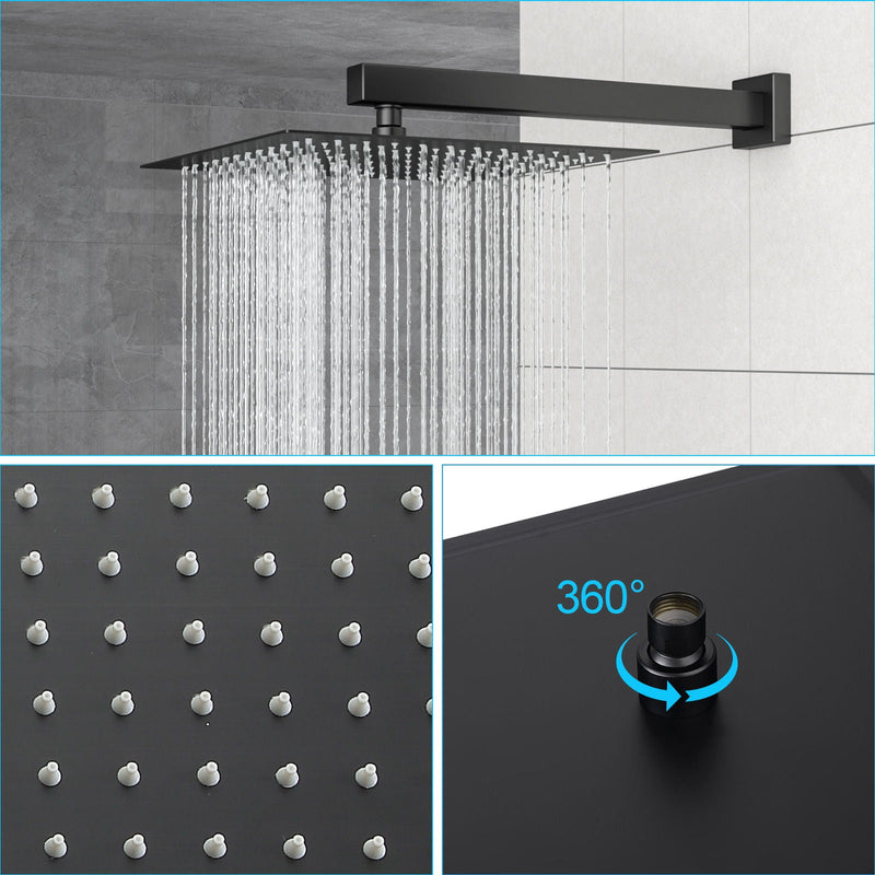 Dual Shower Head System With Square Rain Shower And Rough In Valve by HouseOfZazla