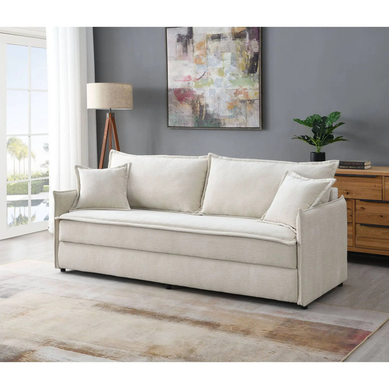 Elisea - Sleeper Sectional Sofa With 2 Toss Pillows - Beige by Unique Piece Furniture