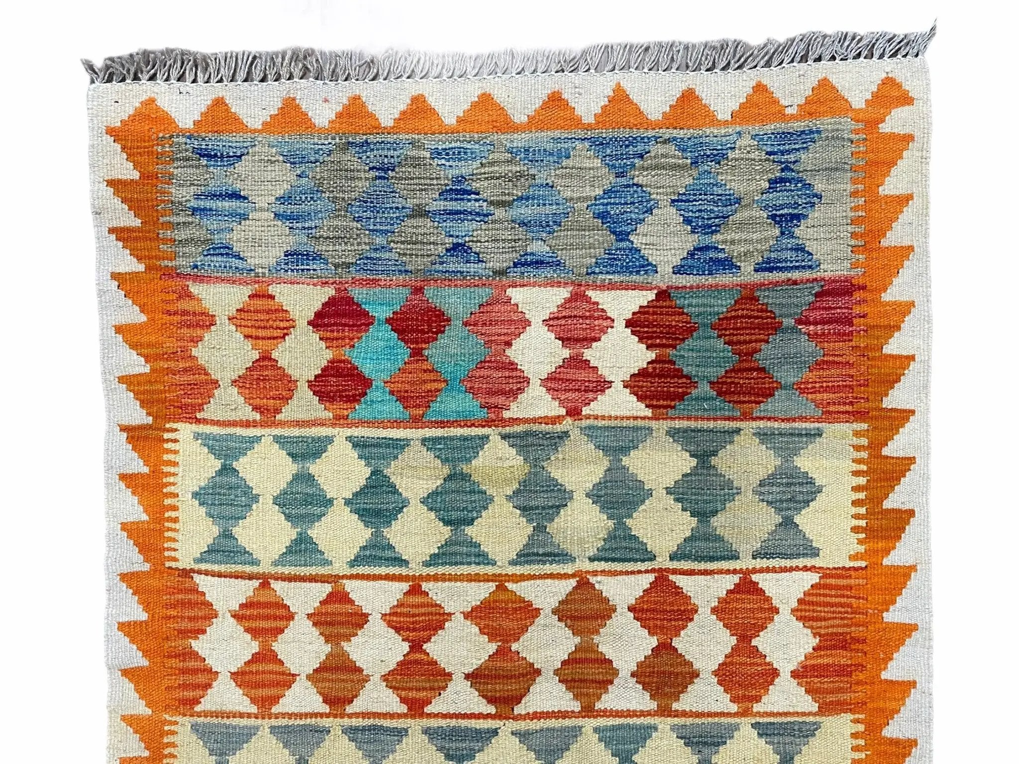 Small Chobi Kilim Rug 3x4 Colorful Diamond Kilim Small Turkish Multicolor Kilim with Diamond Pattern Wool Flatweave Nice by Jewel Rugs