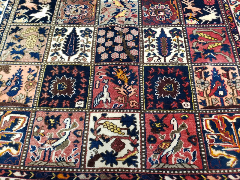 Antique Persian Bakhtiari Rug circa 1920s, Kheshti Panel Design, Wool, Hand-Knotted, 5'3" x 10' by Jewel Rugs