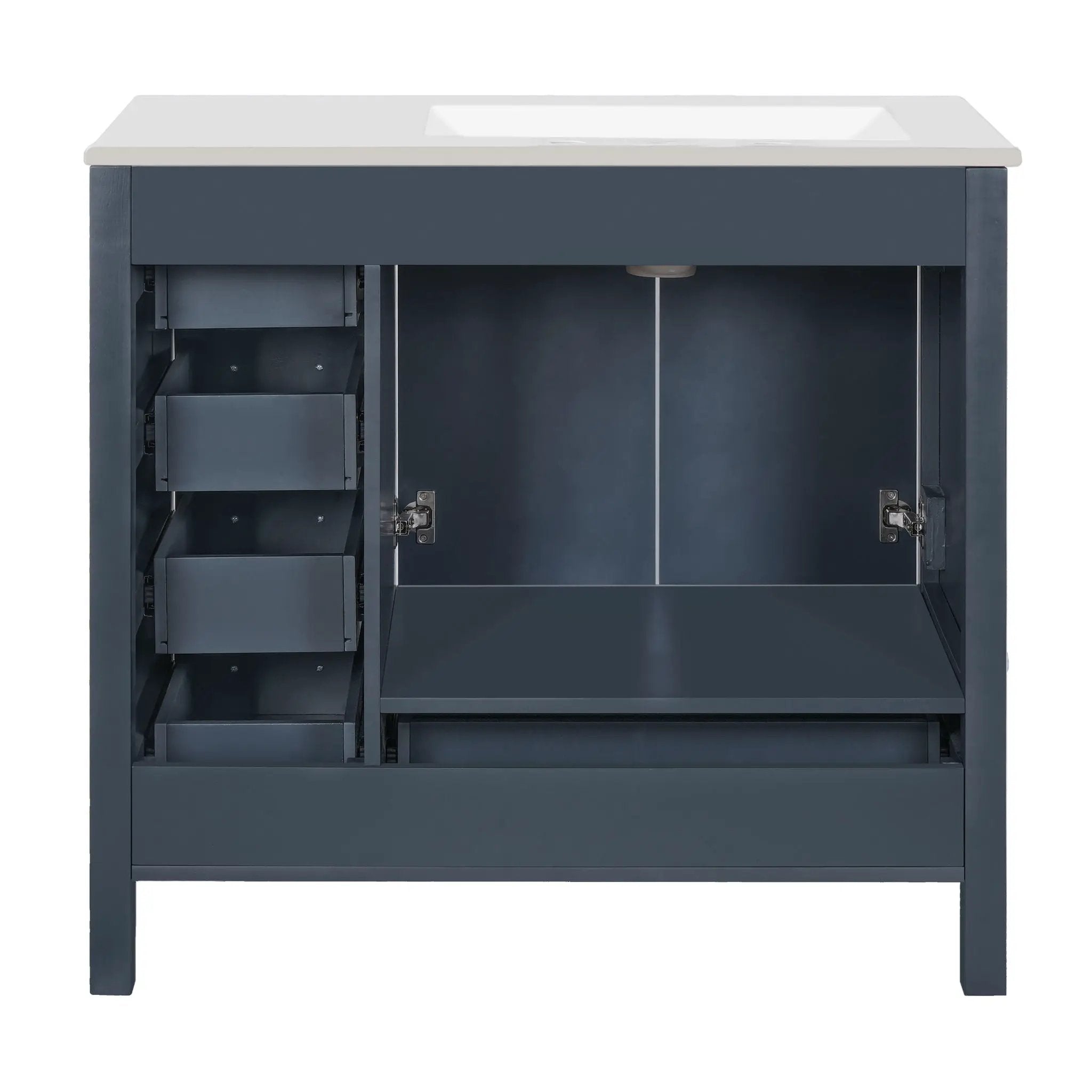 Bathroom Vanity With Ceramic Sink Combo, Abundant Storage Cabinet 2 Soft Close Doors And 5 Drawers by HouseOfZazla