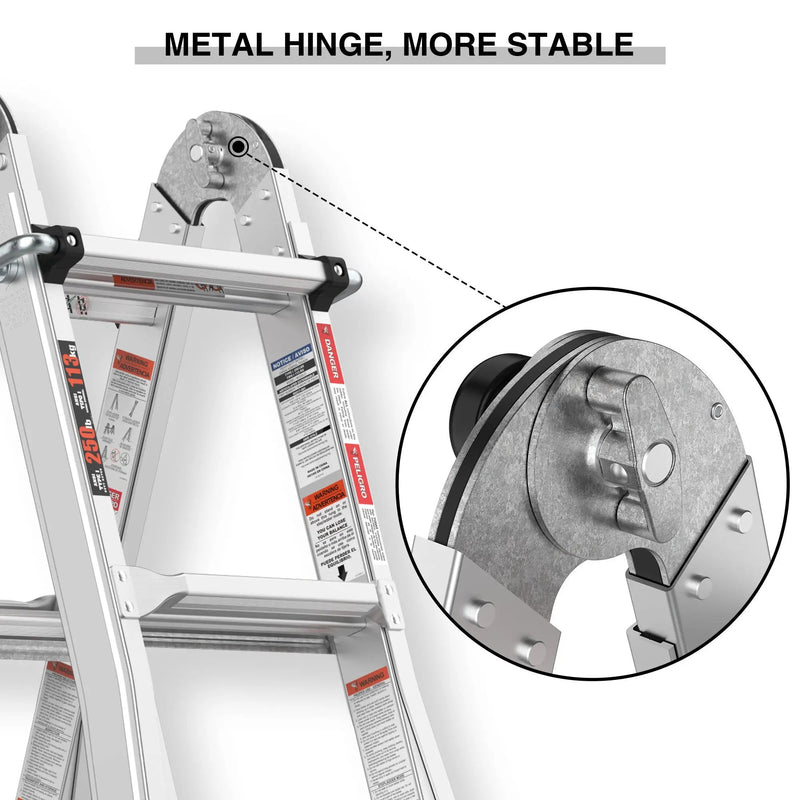 Multi-Position Foldable Aluminum Ladder, A-Frame And Straight Ladder, Ansi 250Lbs - Gray by HouseOfZazla