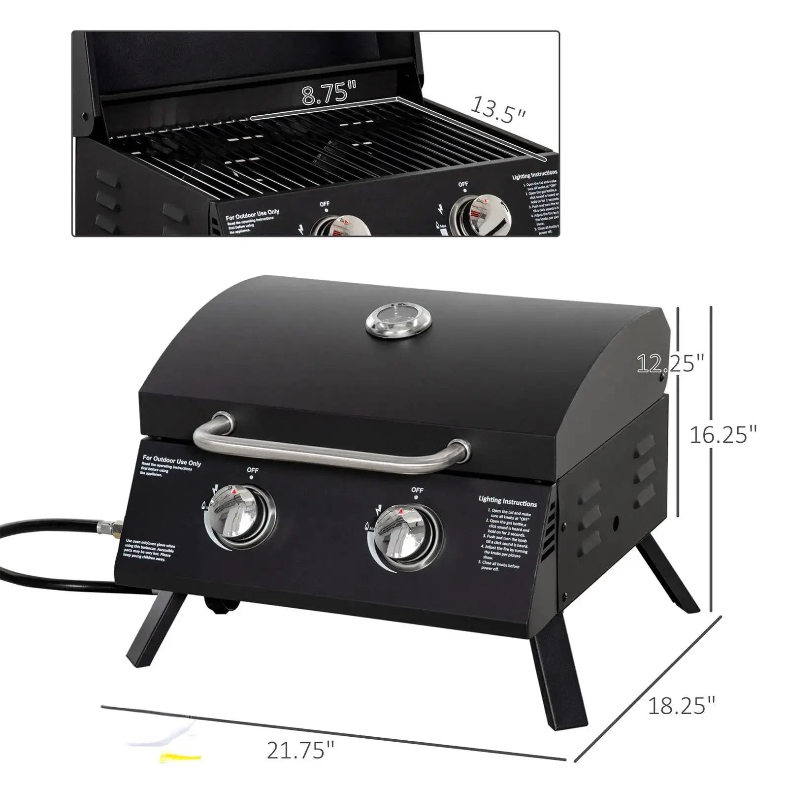 21.75" Portable Grill with 2 Burners Camping by HouseOfZazla