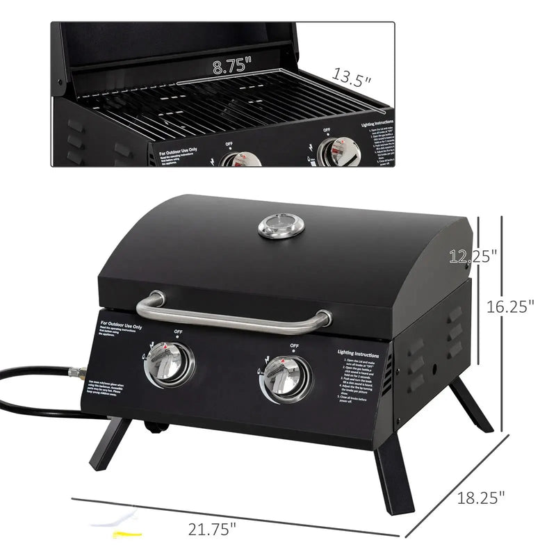 21.75" Portable Grill with 2 Burners Camping by HouseOfZazla