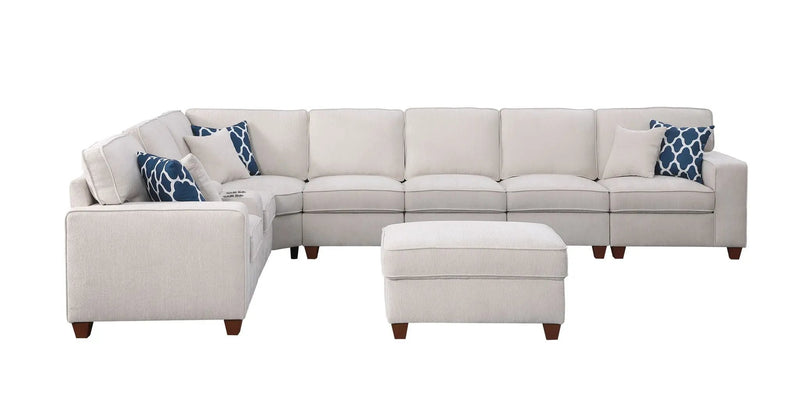 Ted - Sectional Sofa With Ottoman - Beige by HouseOfZazla