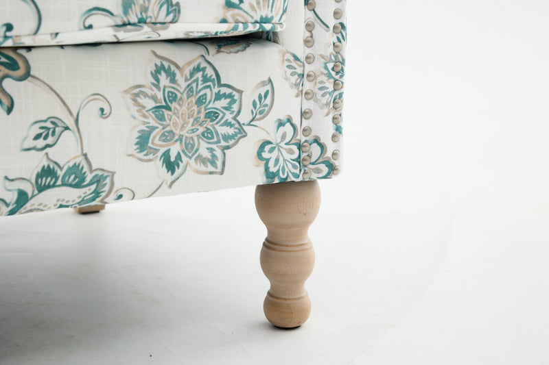 Modern Accent Chair with Retro Wood Legs and Floral Design by HouseOfZazla