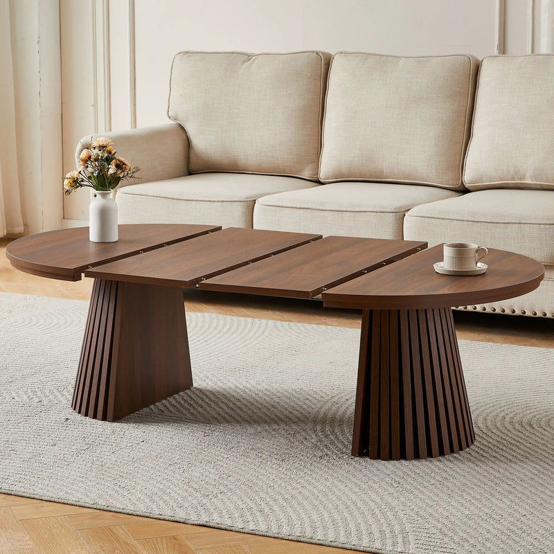 Oval Coffee Table For Living Room - Walnut by HouseOfZazla