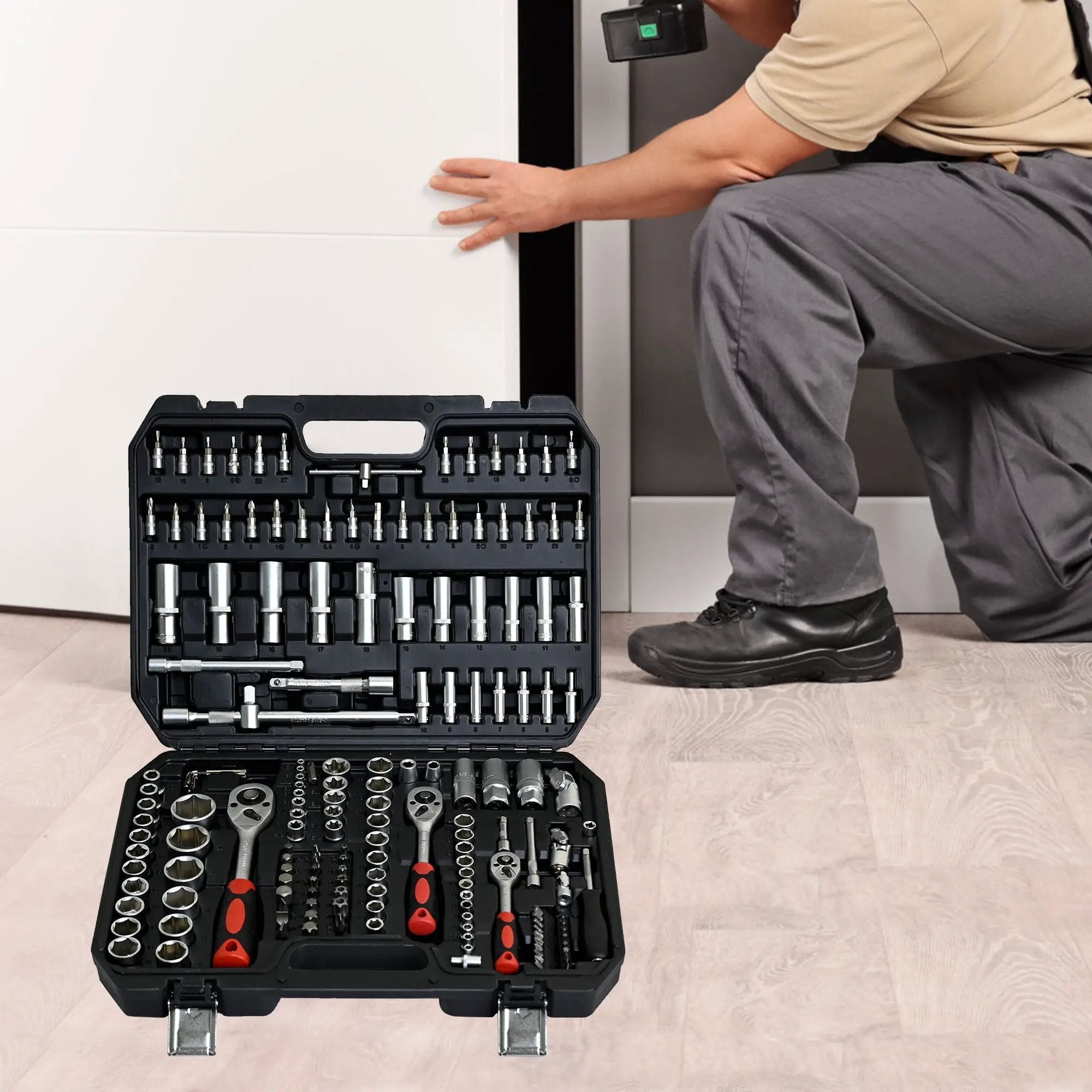 Tool Set Socket And Ratchet Wrench Toolbo 71 Pieces Toolbox Universal Home Car Repair Tool Set For Men Homeowners Diy Enthusiasts And Mechanics - Black by HouseOfZazla