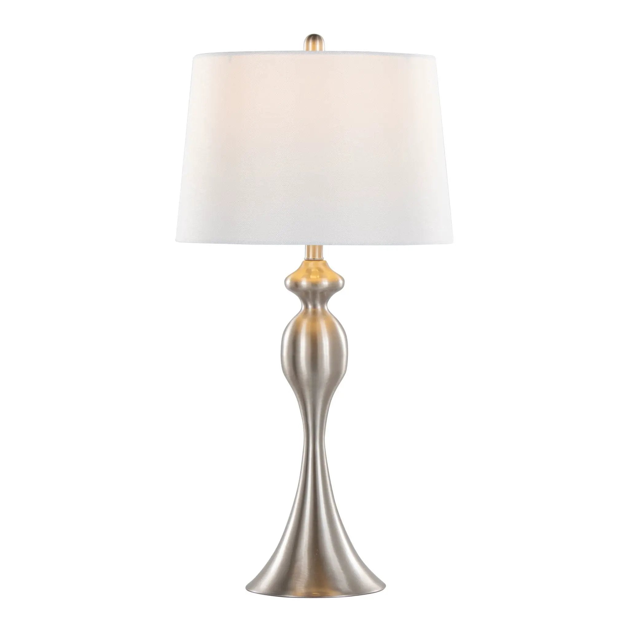 Ashland - Contemporary Table Lamp (Set of 2) - Nickel / White by HouseOfZazla