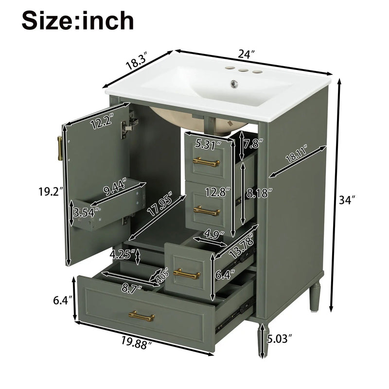 Traditional Bathroom Vanity Set With Soft Close Doors