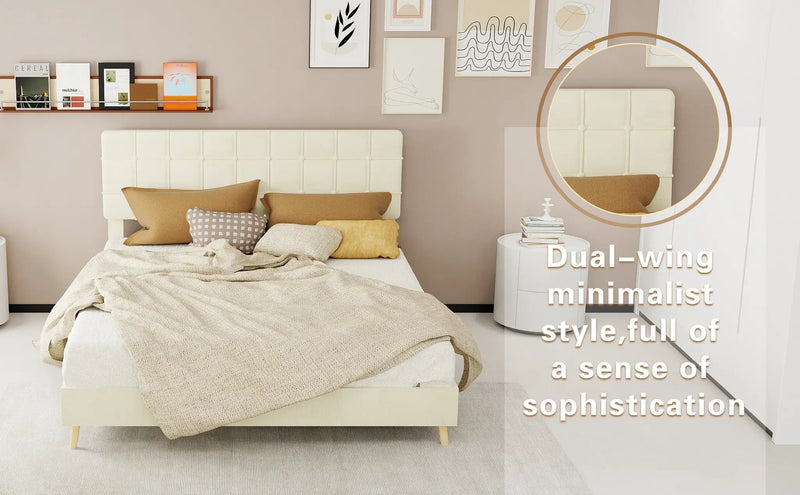 Modern Upholstered Bed Frame – Premium Holland Velvet Fabric by HouseOfZazla