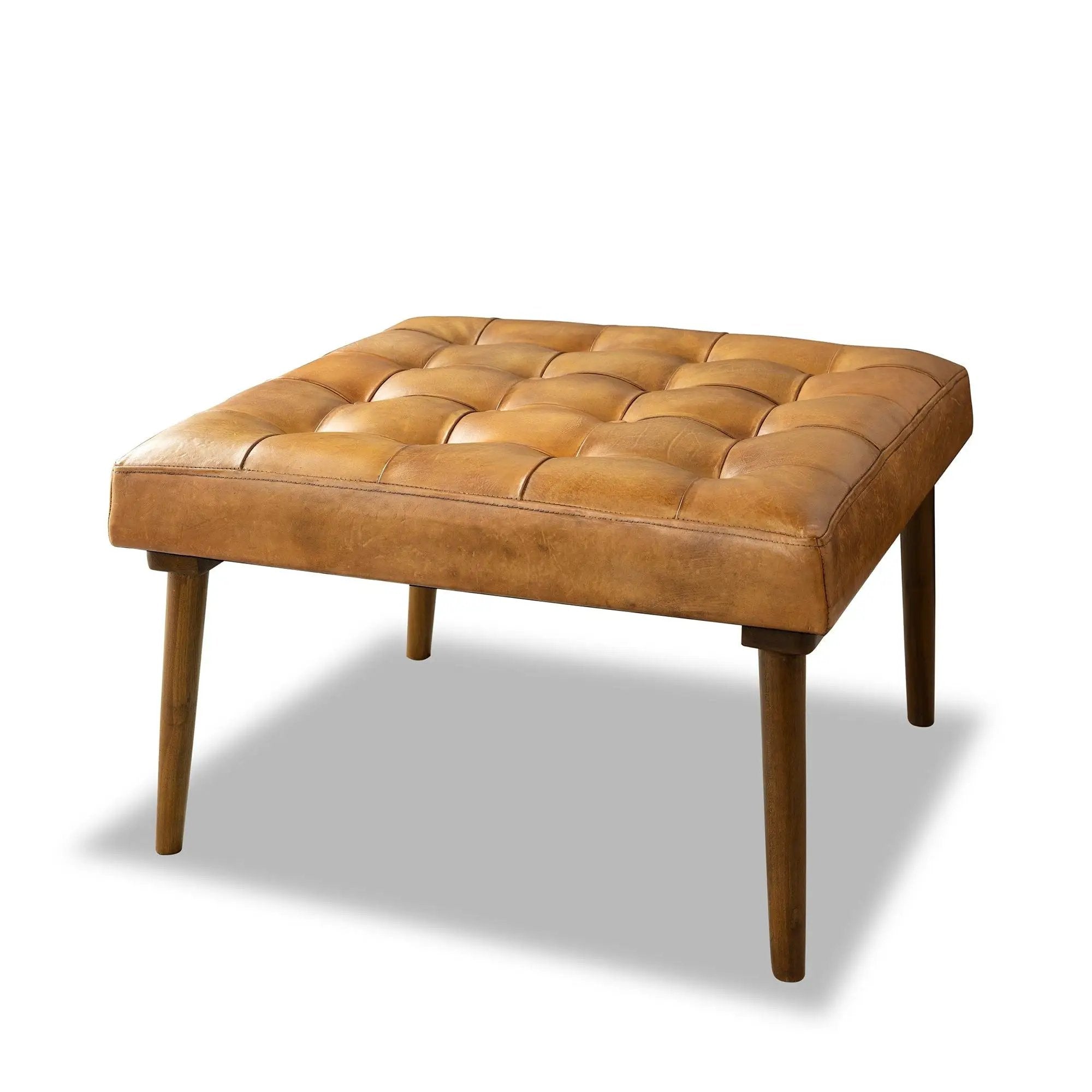 Mark - Tufted Square Genuine Upholstered Ottoman by Unique Piece Furniture