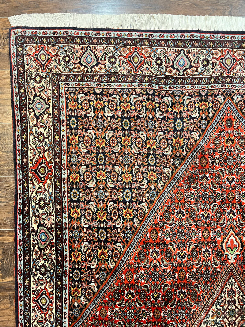 Persian Bidjar Rug 5x10, Wool Hand Knotted Vintage Carpet, Highly Detailed, Mahi Herati Pattern, 5 x 10 Oriental Rug by Jewel Rugs