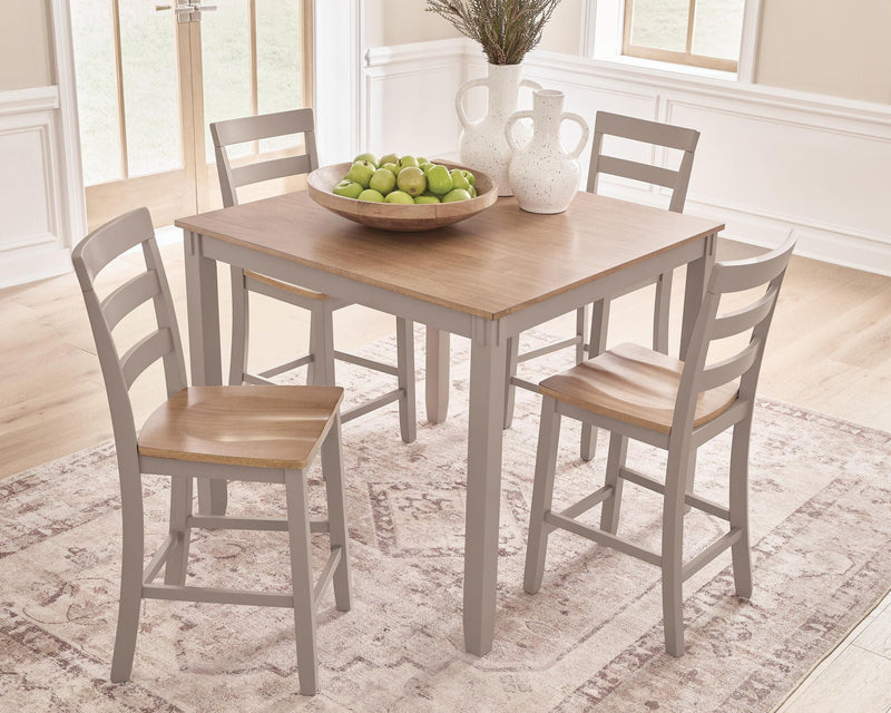 Harperfeld - Dining Room Counter Table Set (Set of 5) - Natural / Gray by Unique Piece Furniture