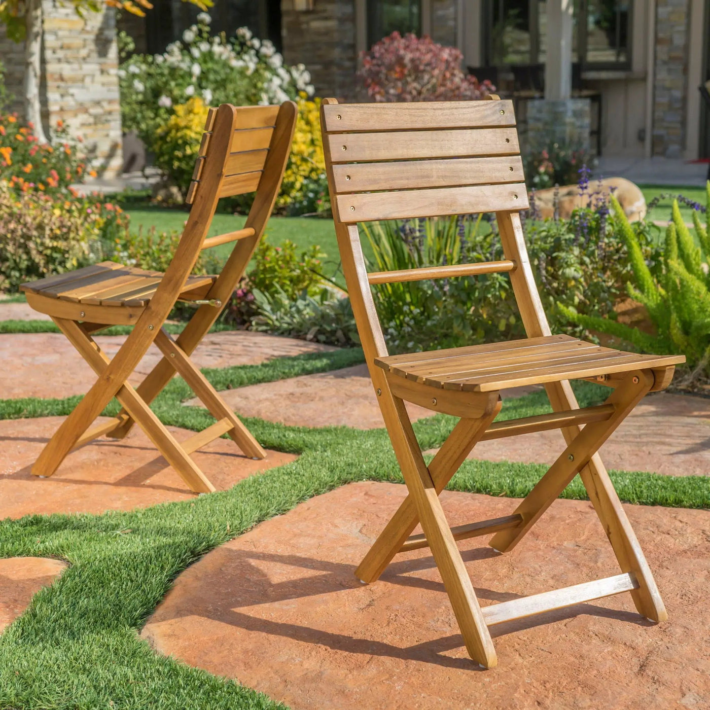 Outdoor Foldable Wood Dining Chair With Slat Design (Set of 2) by HouseOfZazla