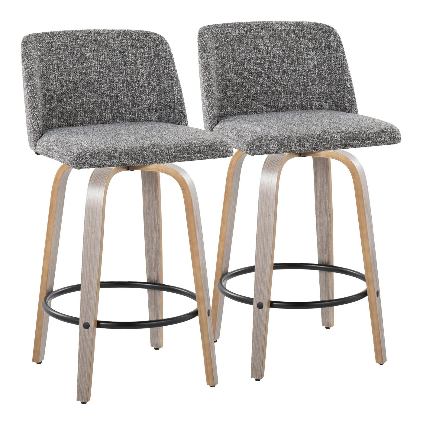 Toriano - Contemporary Fixed Height Counter Stool With Swivel & Round Footrest (Set of 2) by HouseOfZazla