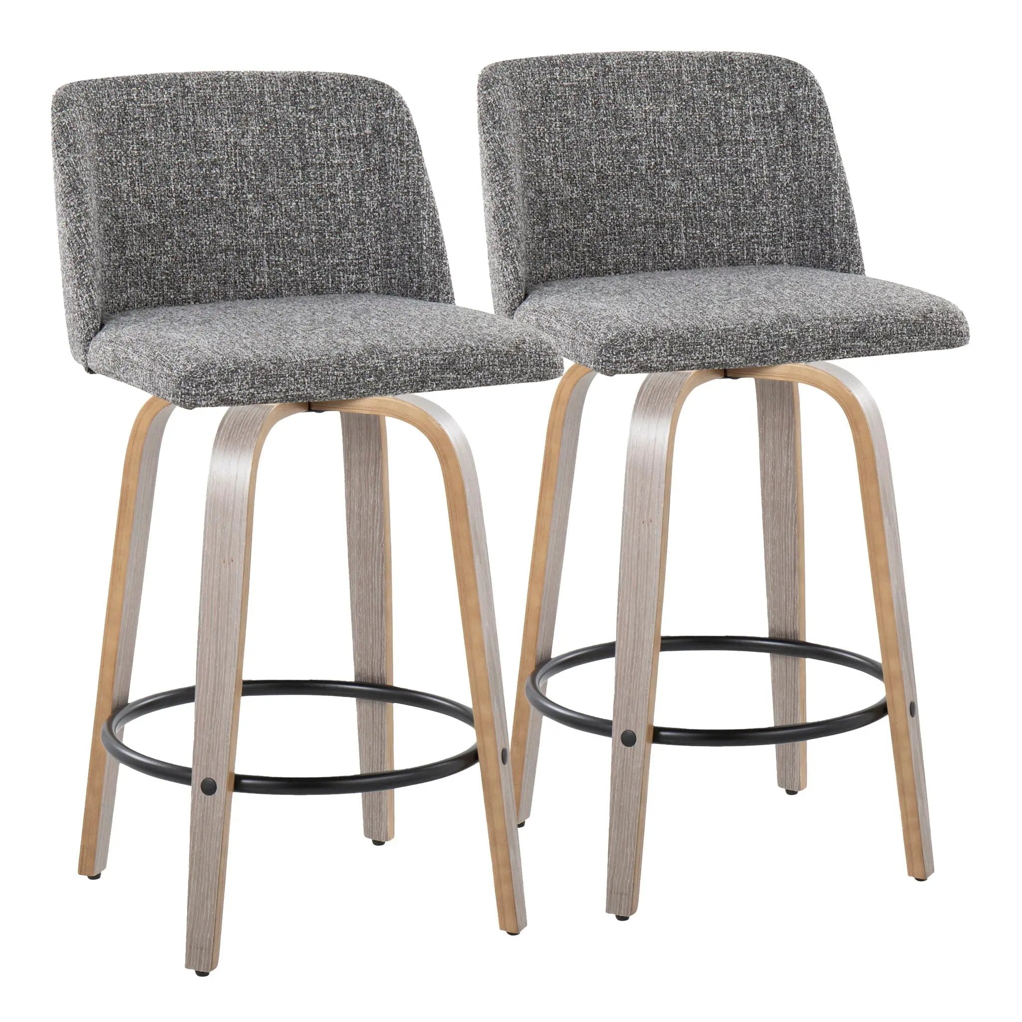 Toriano - Contemporary Fixed Height Counter Stool With Swivel & Round Footrest (Set of 2) by Unique Piece Furniture