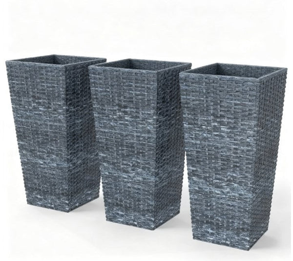 Taper Planters Set of 3 with Drainage Holes for Indoor and Outdoor Use