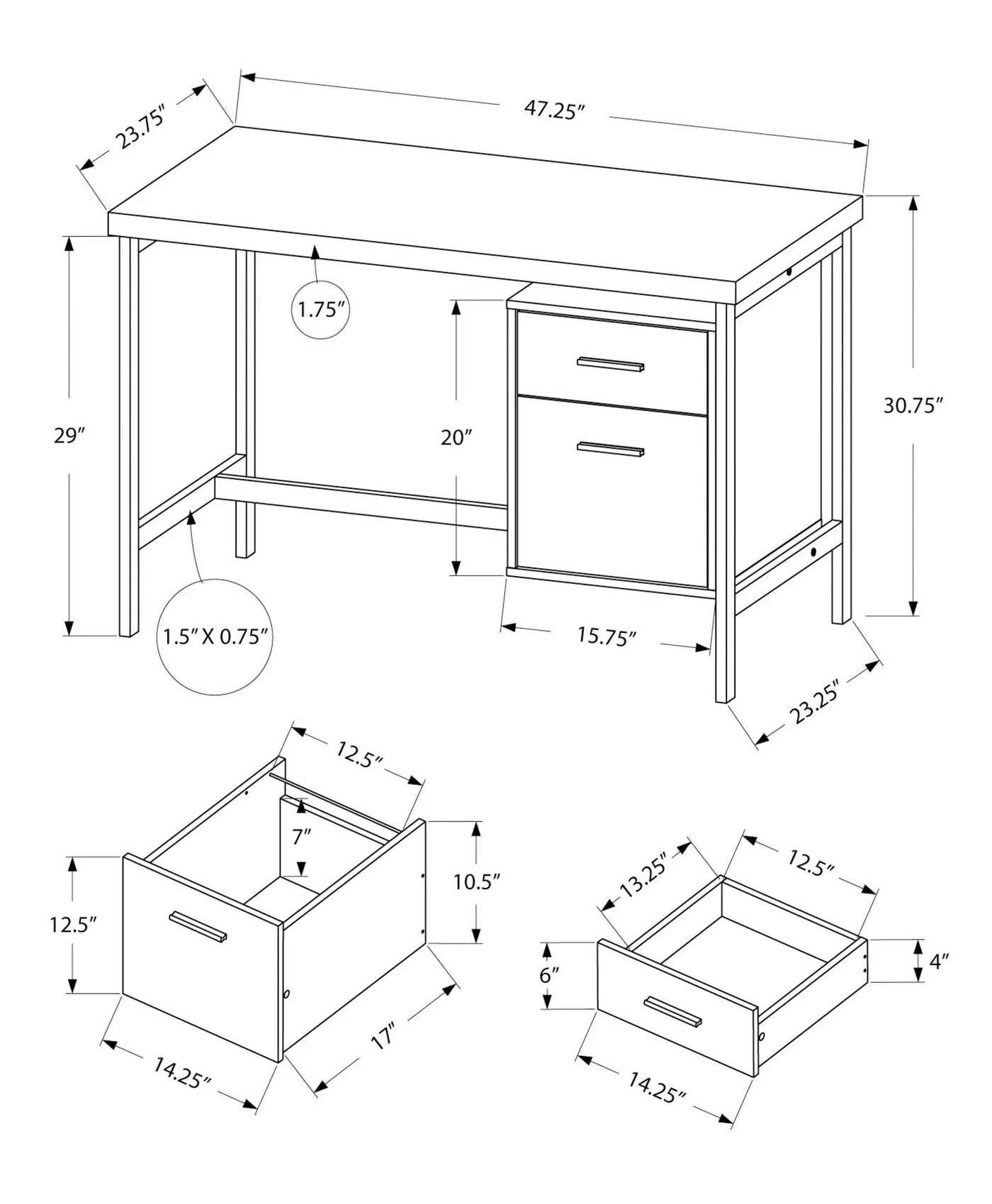 Computer Desk For Home Office, Left, Right Set - Up, Storage Drawers, Modern Design by Unique Piece Furniture