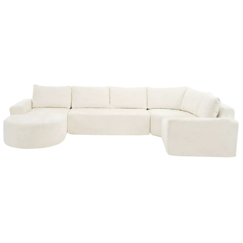 Modular Cloud Sectional Sofa Set, U-Shaped Upholstered Couch With Deep Seat by HouseOfZazla
