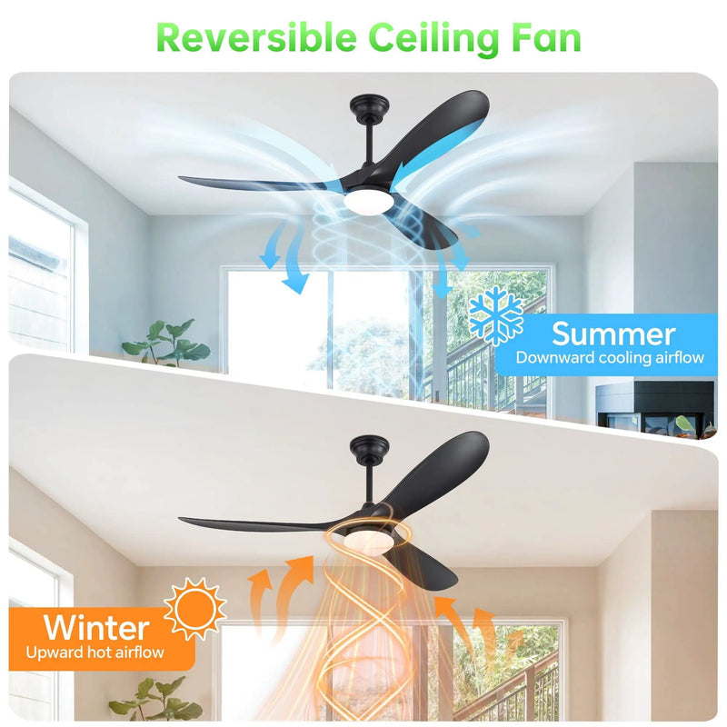 Smart Ceiling Fan With Lights, 3 Blades, Reversible Quiet DC Motor For Indoor by Unique Piece Furniture