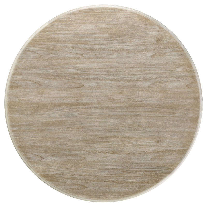 Rodota - 5 Piece Round Dining Table Set With Upholstered Chairs - White Washed