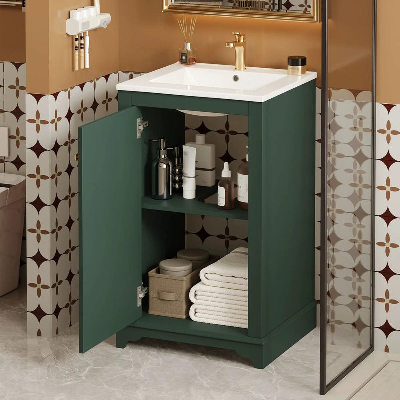 Bathroom Vanity With Sink, Freestanding Single Cabinet Set, Soft Close Door, Adjustable Shelf by Unique Piece Furniture