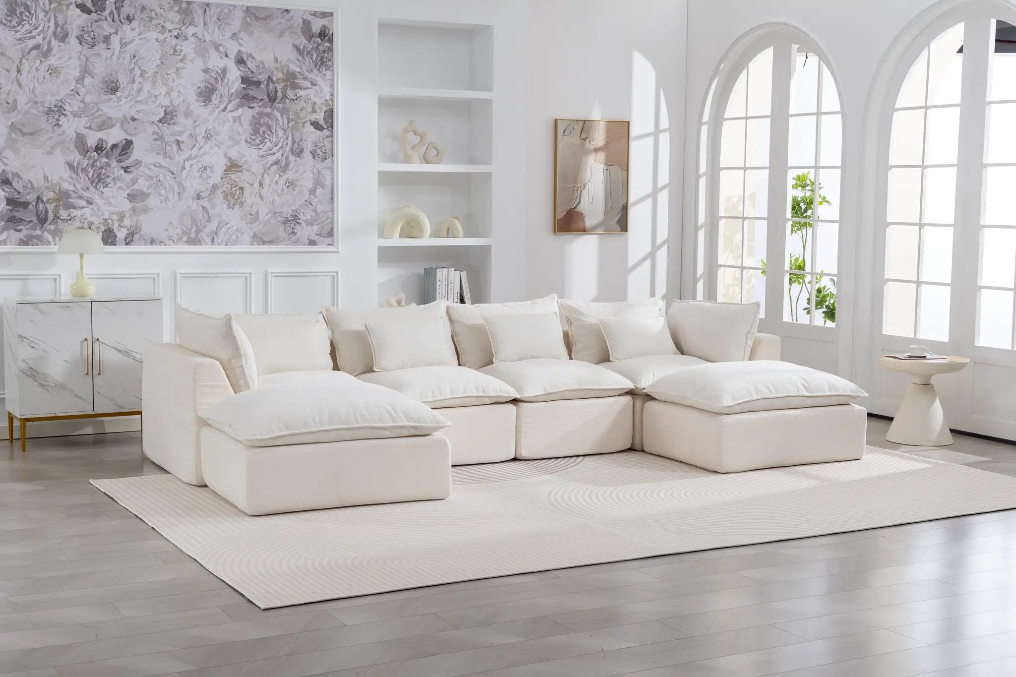 129.8" Width Cloud Couch Oversized Modular Sectional Sofa by HouseOfZazla