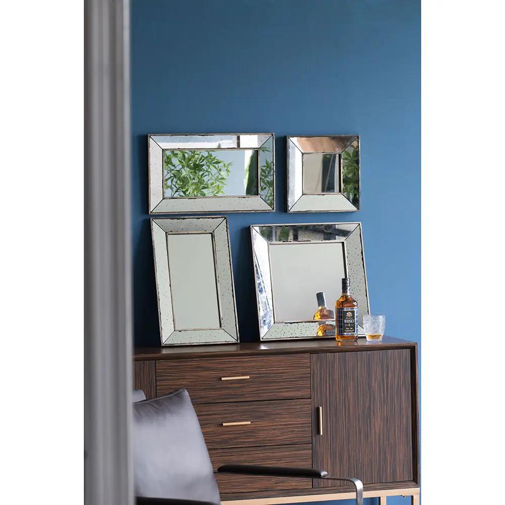 Distressed Accent Mirror, Traditional Style Framed Wall Mirror For Living Room by Unique Piece Furniture
