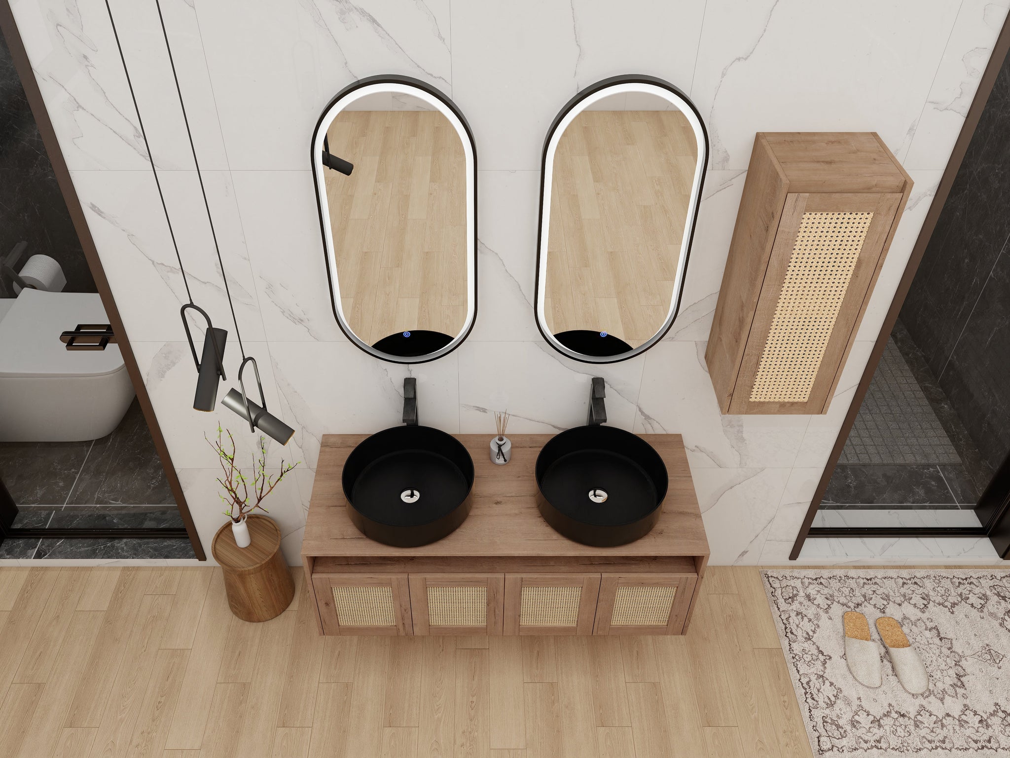 48" Bathroom Vanity with Ceramic Art Sink and Side Cabinet by HouseOfZazla