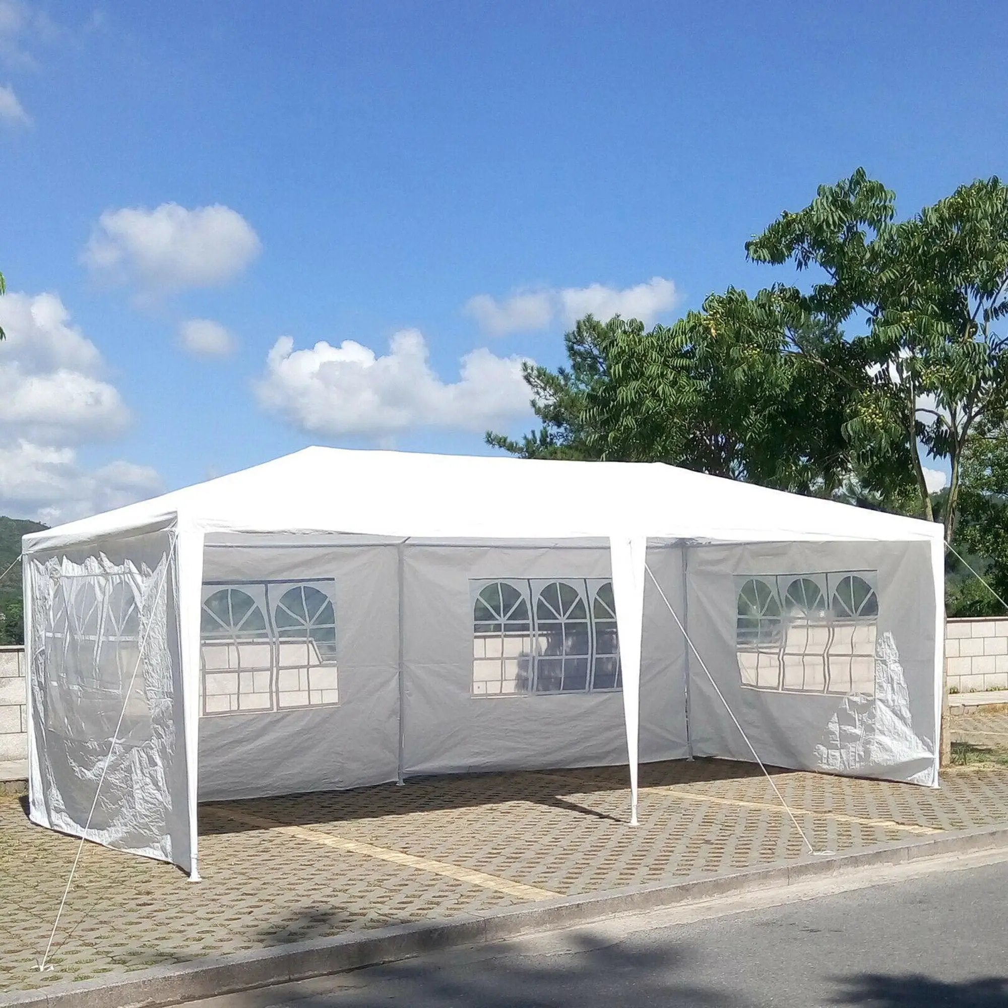 Wedding Party Canopy Tent Outdoor Gazebo With 6 Removable Sidewalls - White by HouseOfZazla