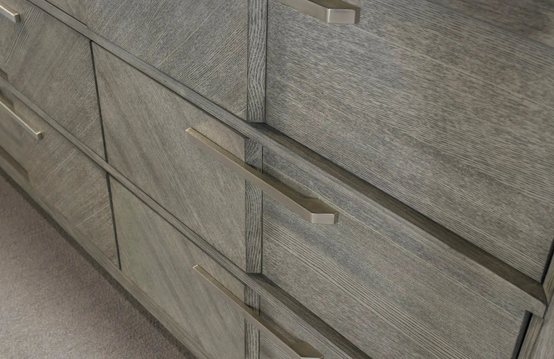 6 Drawer Dresser Book Matched Veneers - Gray by Unique Piece Furniture