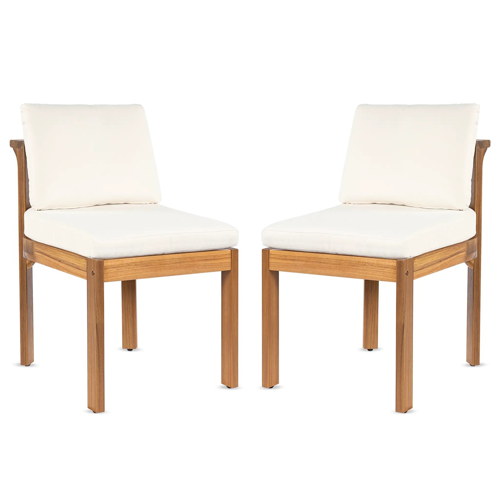 Acacia Wood Outdoor Dining Chair (Set of 2), Teak Finish Wood + by HouseOfZazla
