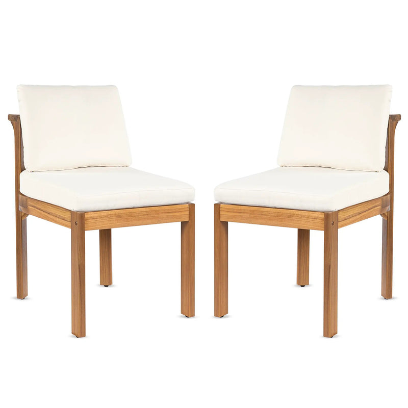 Acacia Wood Outdoor Dining Chair (Set of 2), Teak Finish Wood + by HouseOfZazla