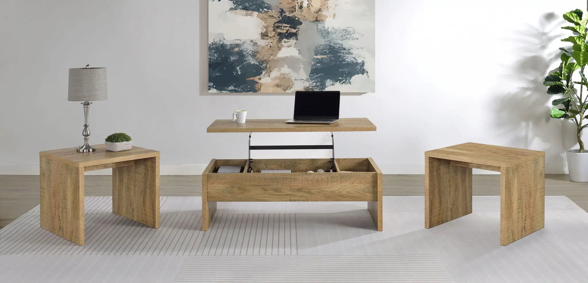 Canoga 3-piece Lift Top Cocktail Coffee Table Set Mango by Unique Piece Furniture