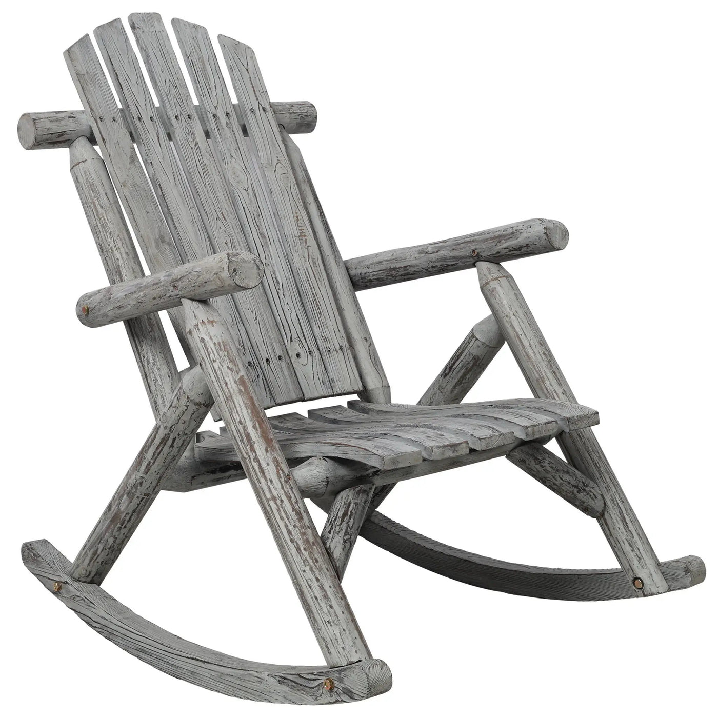 Durable Wooden Porch Rocker, Fir Log Rocking Chair by Unique Piece Furniture