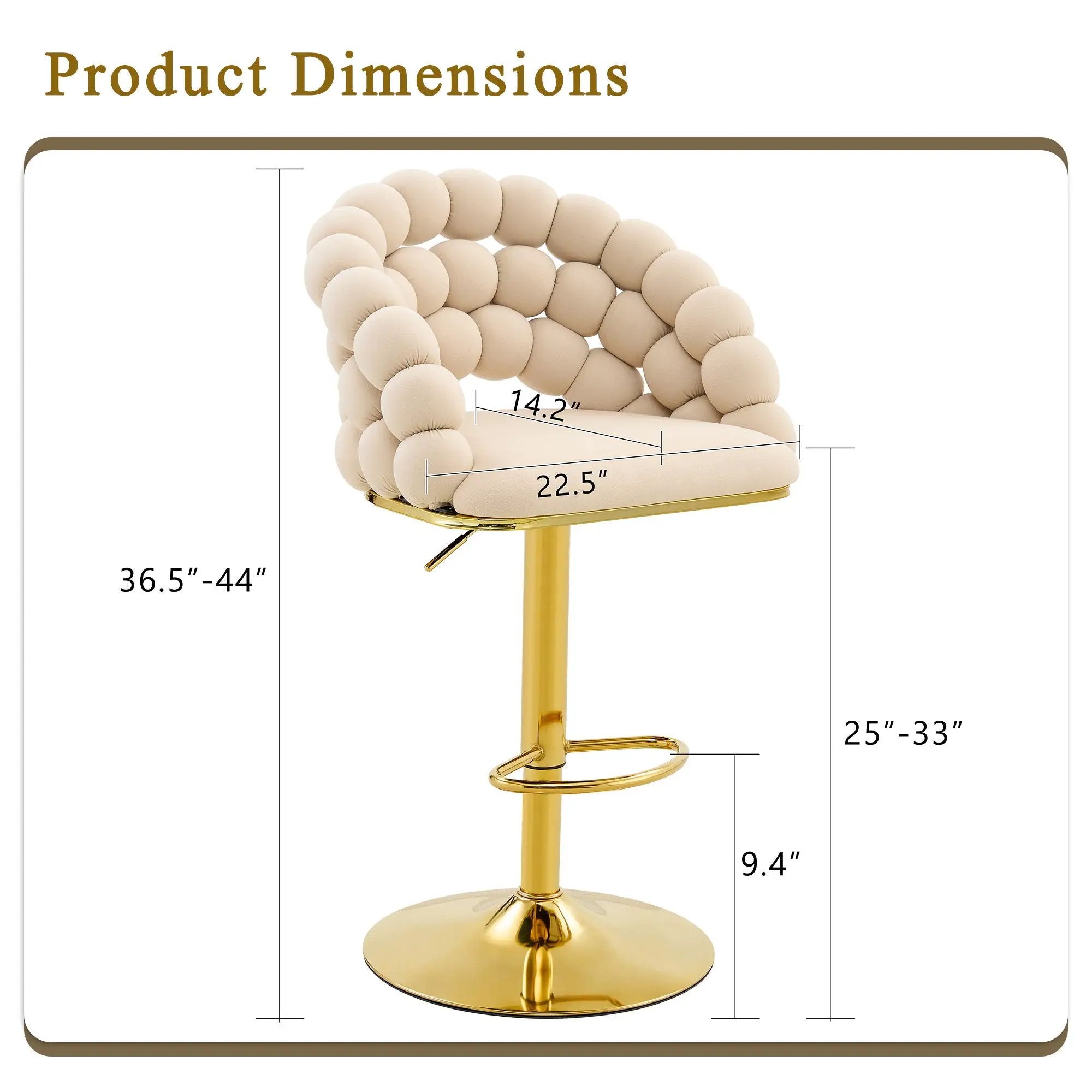 Puffy Bubble Chair, Ball Chain (Set of 2) - Beige / Gold by Unique Piece Furniture