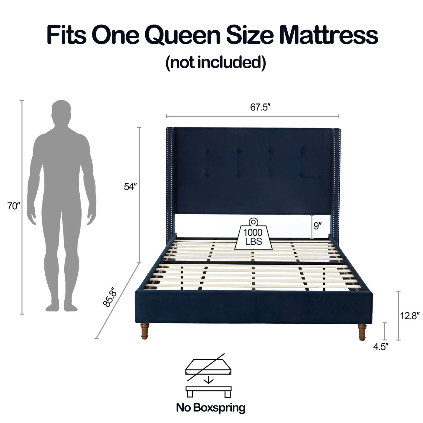 Peyton - Upholstered Bed With 54" High Headboard, Traditional Hand Buttoned Tufting by Unique Piece Furniture