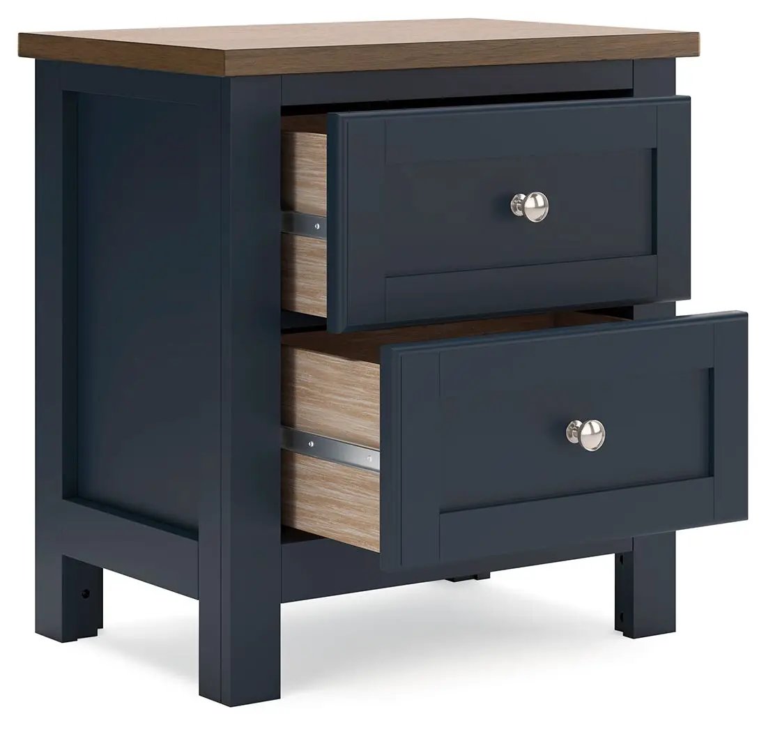 Landocken - Two Drawer Night Stand - Brown / Blue by Unique Piece Furniture