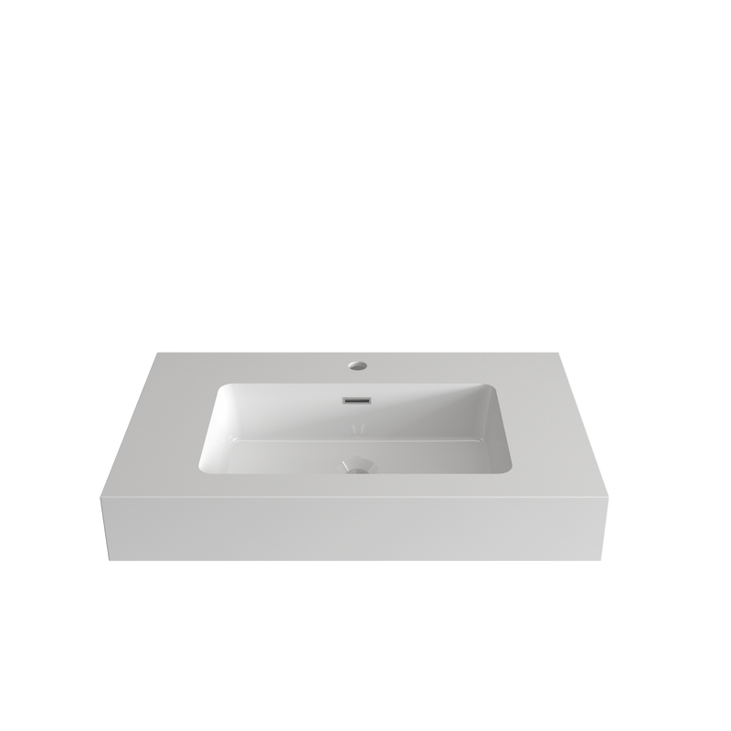 BB02-36-101 Integrated Solid Surface Basin Without Drain and Faucet, Glossy by HouseOfZazla