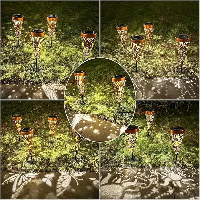 DIBIEECN 4 Pack Hummingbird Solar Pathway Lights Outdoor,Metal Garden Decorations Outdoor Lights with Patterns and Warm Light,Waterproof Landscape Lighting for Path Patio Backyard Walkway Yard by GreenHaven Gardens