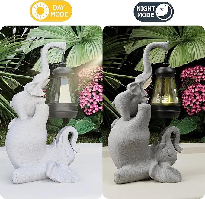 Solar Garden Statue 10 Inch Elephant Decor for Outside Yard Decoration Outdoor Unique Housewarming Gardening Birthday Gifts for Women Grandma by GreenHaven Gardens
